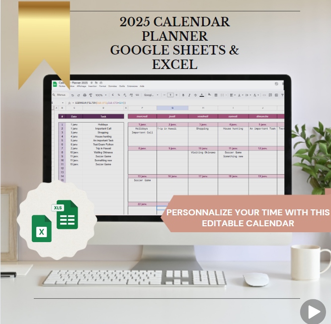 2025 Customizable Excel & Google Sheets Template Essence Atelier Digital